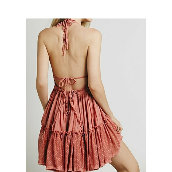 Backless Tie Halter Top Summer Dress - Picture 2 of 5